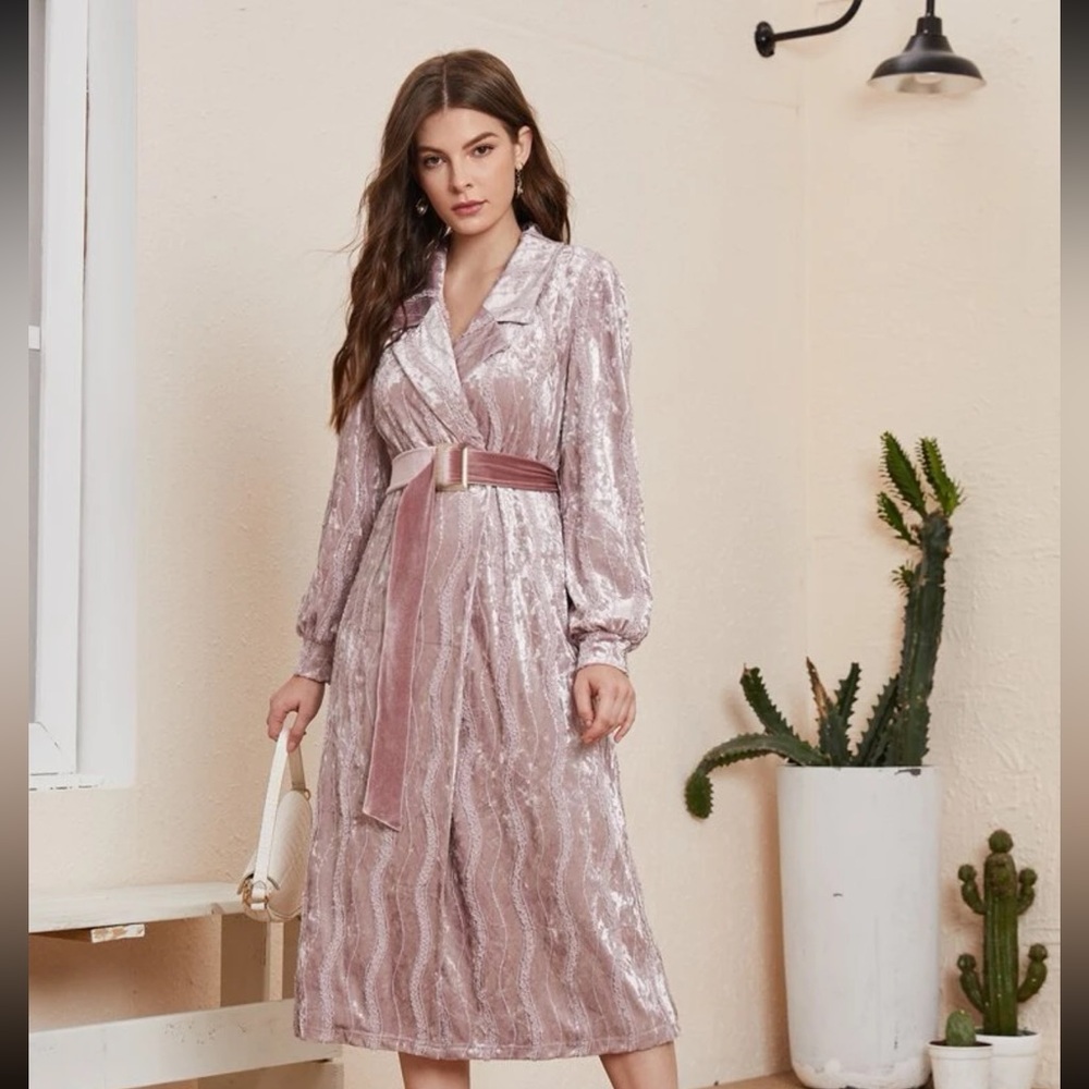 Brand new pink velvet coat size small